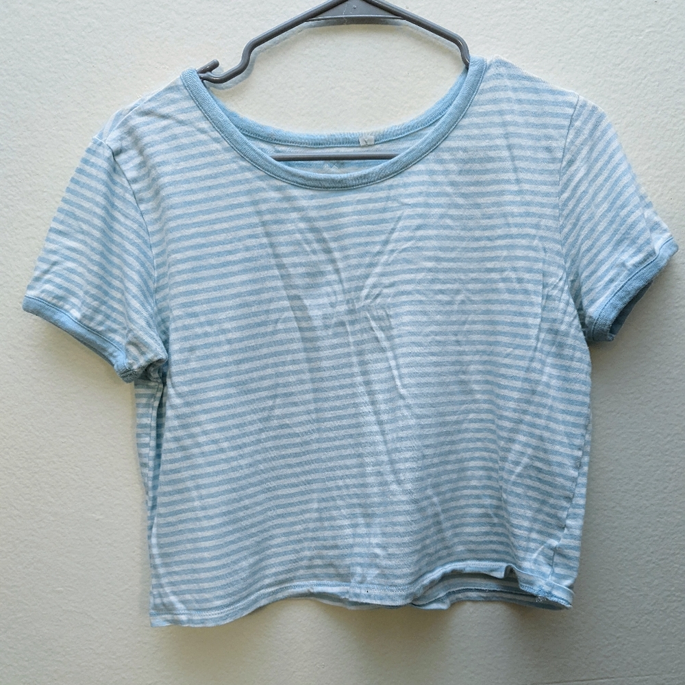 PacSun Baby Blue Striped Crop Top